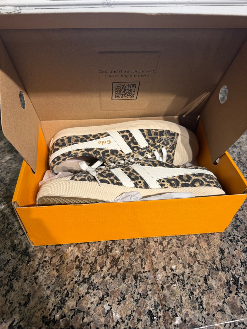 Gola Leopard Print Low-Top Sneakers in Tan/Black - Picture 8 of 10